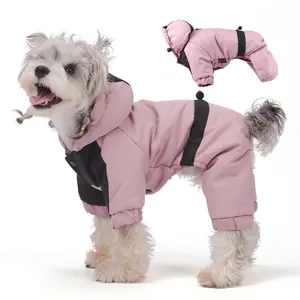 Manteau Puffer à Capuche pour Chien en Graphène Hiver Chaud Combinaison à Quatre Pattes Imperméable Veste en Coton pour Animaux