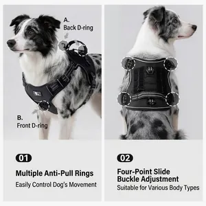 Arnés táctico para perros grandes con anillos en D resistentes y correas