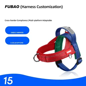 Adjustable reflective dog saddle harness with breathable mesh for safe outdoor walking