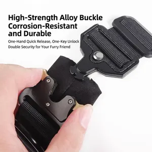 Durable tactical dog collar with high-strength quick release alloy buckle for large pets.