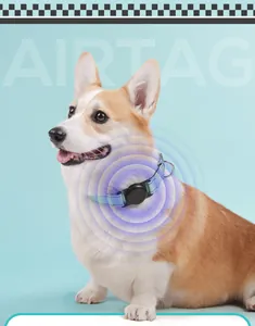 Κοντινό πλάνο Corgi που φοράει ρυθμιζόμενο κολάρο σκύλου με ενσωματωμένη θήκη AirTag