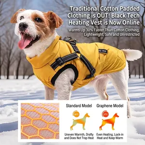 Waterdichte Honden Winterjas Met Geïntegreerd Harnas Grapheen Thermische Huisdier Jas Reflecterende Winddichte Warme Hondenmantel