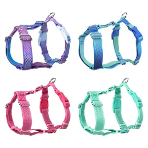 Reflektierendes H-Hundegeschirr-Set in vier Farben mit robustem Sternenmuster-Gurtband