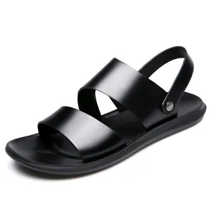 Modern black men's casual summer sandals with breathable straps and comfortable sole
