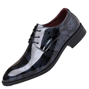 Chaussures de ville élégantes pour hommes avec motif floral brillant et design à lacets