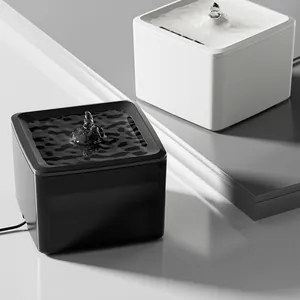 Modern automatic quiet pet water fountain set in black and white minimalist design