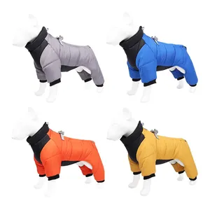 Thickened waterproof winter dog coats in multiple colors with four-legged design