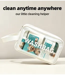 Trousse de toilette blanche pour animaux avec mousse nettoyante, lingettes et soins