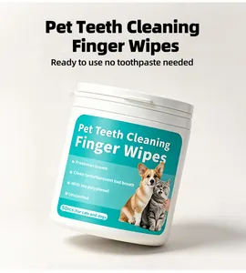 Gros plan sur le flacon de lingettes dentaires pour animaux, 50 pièces pour chiens et chats