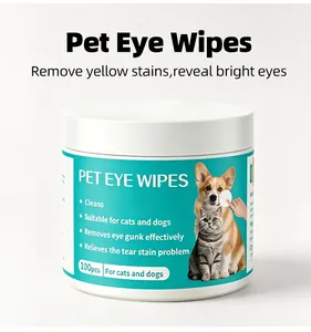 Vue détaillée de 100 lingettes nettoyantes pour les yeux des chiens et des chats