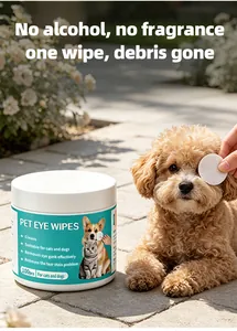 Vue détaillée de lingettes nettoyantes pour les yeux des chiens et chats sans alcool et douces