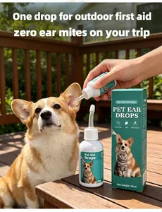 Gouttes auriculaires de 60ml pour chiens et chats, élimine les acariens.