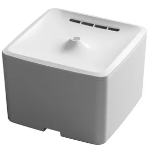 Minimalist white automatic silent pet water fountain for cats and dogs in square design