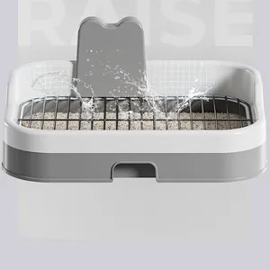 Large dog potty tray with iron grid and splash-proof high fence design.