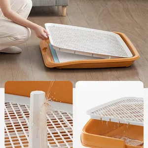 Detailed view of a large pet potty for dogs, showing the easy-to-clean grid and drainage