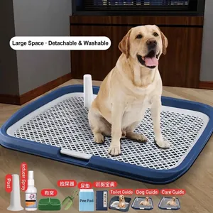 Large indoor dog potty tray with mesh grid for easy cleaning and waste management