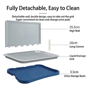 Large dog toilet with high fence splash-proof grid and detachable urine storage basin