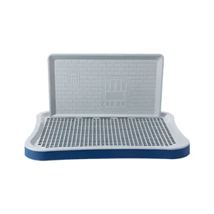 Extra-large dog toilet with high splash guard and gridded drainage tray