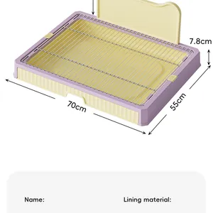 Detailed product diagram of stainless steel dog toilet with dimensions 70cm x 55cm