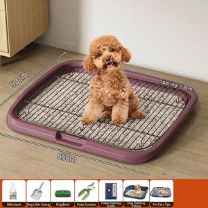 Extra large purple stainless steel dog toilet tray with 50x65cm dimensions and accessories