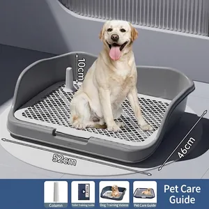 Large indoor dog toilet tray with mesh grid and removable training pillar 52x46cm