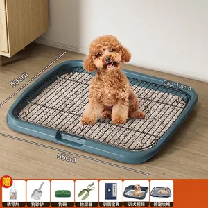 Large blue stainless steel dog toilet tray with 65x50cm dimensions for indoor pet training