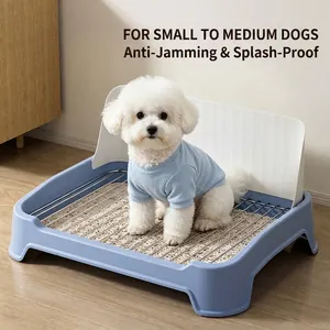 Indoor Dog Toilet With Mesh Grate Guardrail Anti-Splash Puppy Training Potty Tray For Small Medium Dogs PP Plastic Pet Pee Pad Holder