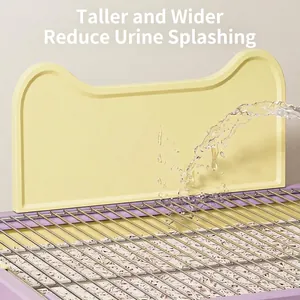 Dog toilet with stainless steel grate and yellow splash guard for large pets potty