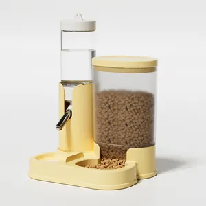 2-in-1 automatic pet feeder and waterer station for hamsters and small pets in yellow