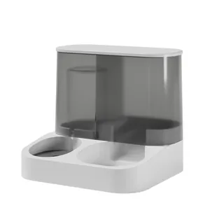 2-in-1 automatische voer- en waterbak met dubbele kom voor katten en honden wit