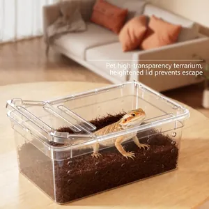 Klarer Reptilienzuchtbox Kunststoff-Schubladentyp Habitat Für Spinne Skorpion Eidechse Schildkröte Habitats Mit Belüftungsöffnungen