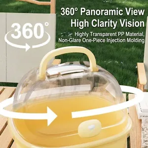 Transparent portable hamster carrier cage for outdoor travel with high visibility