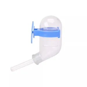 Automatic 60ml vacuum water bottle for hamsters with blue suction cup mount and clear body