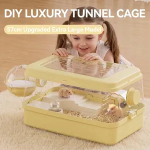 Large Transparent Hamster Cage Luxury Pet Villa Breeding Box With Silent Running Wheel Water Bottle For Syrian Hamsters