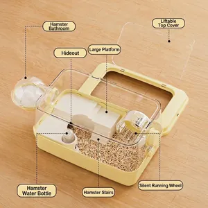 Extra large transparent breathable hamster cage villa with silent wheel and accessories