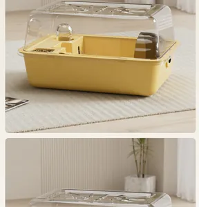 Luxury large space hamster cage with transparent lid and yellow base and accessories
