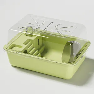 Luxury large green hamster cage villa featuring a transparent lid and built-in stairs