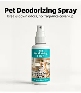 Vue détaillée du flacon de spray désodorisant de 60ml pour chiens et chats avec buse