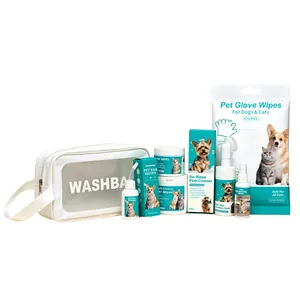Kit de toilettage complet pour animaux avec lingettes, spray et gouttes auriculaires