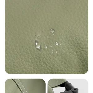 Close-up macro detail of waterproof sage green pebble grain leather pet sleeping mat