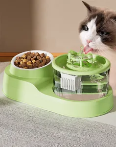 Detail des hellgrünen 2-in-1-Trinkbrunnens und Futterautomaten für Haustiere mit Apfel