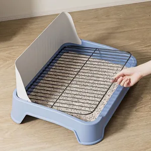 Premium large dog toilet tray with iron grid and splash guard for small medium dogs