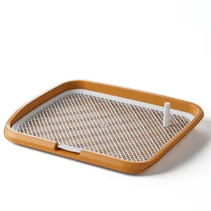 Large washable flat dog toilet tray with mesh grid and pillar for indoor training