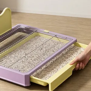 Purple stainless steel dog toilet with easy-to-clean pull-out drawer system