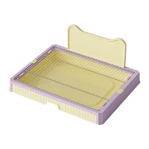 Stainless steel dog toilet tray with splash guard for indoor pet training