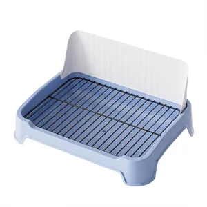 Premium blue dog toilet with iron mesh and splash guard for small to medium pets