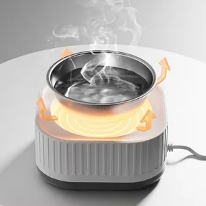 Pet constant temperature water heater base with stainless steel bowl for cats and dogs