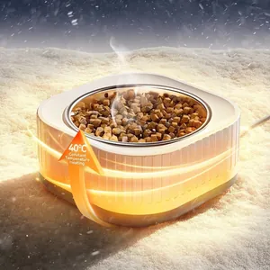 Heated stainless steel pet bowl for cats and dogs, 40°C constant temperature winter bowl