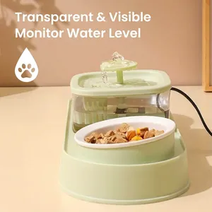 Dispensador automático 2 en 1 de agua y comida para mascotas con tanque transparente