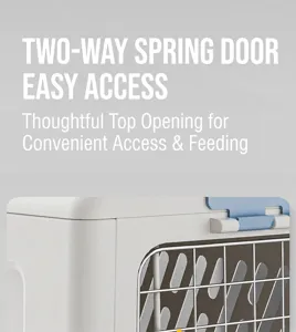 Close-up detail of pet carrier air box featuring a secure two-way spring door mechanism